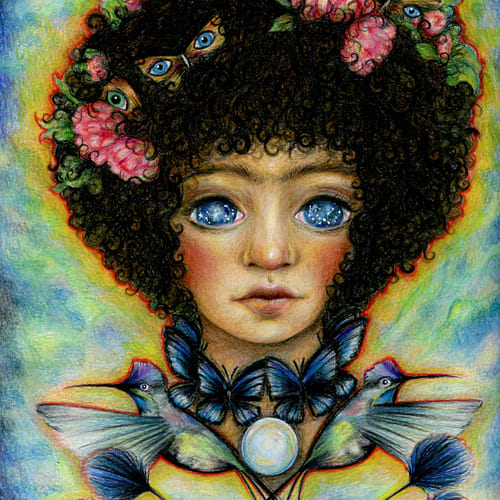 The Galaxy in her eyes - Original artwork by Sarena Dawn